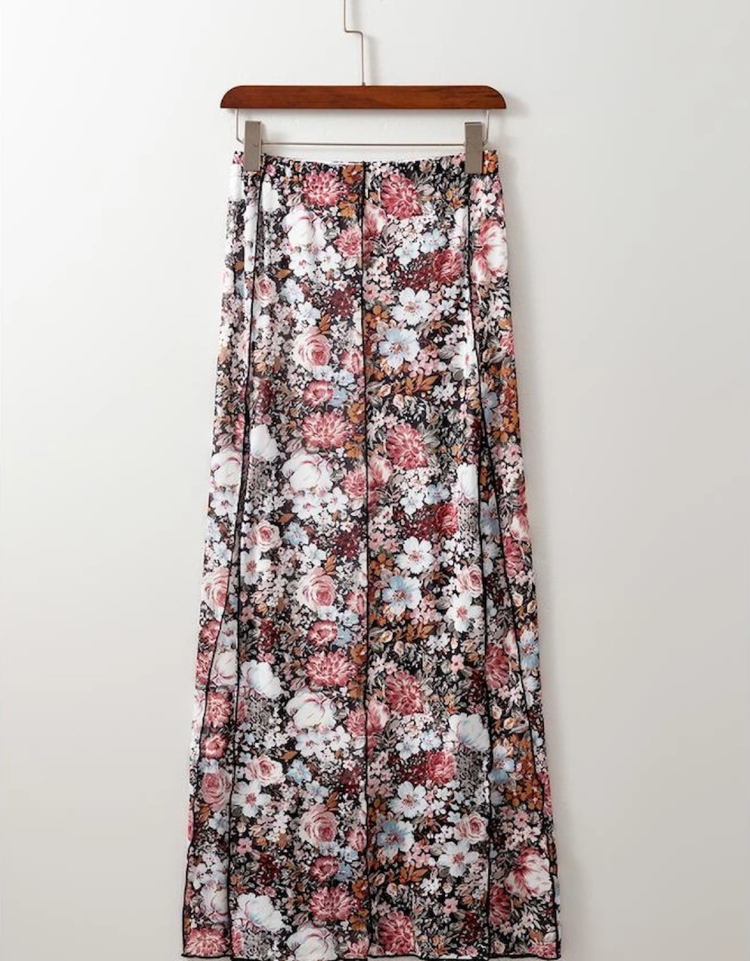 Brown Floral Print High Waist Maxi Skirt