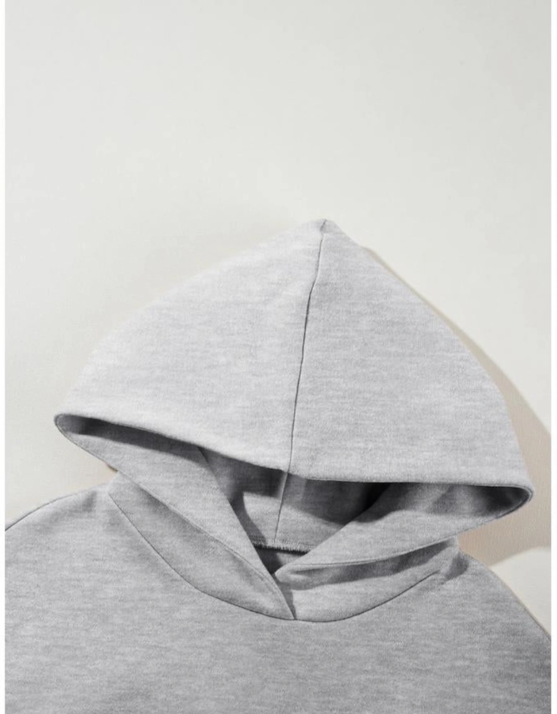 Gray Solid Exposed Seams Hoodie and Joggers Activewear Set
