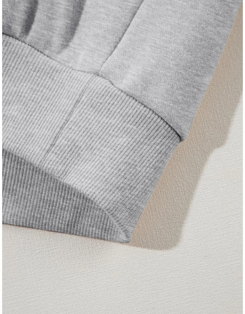 Gray Solid Exposed Seams Hoodie and Joggers Activewear Set