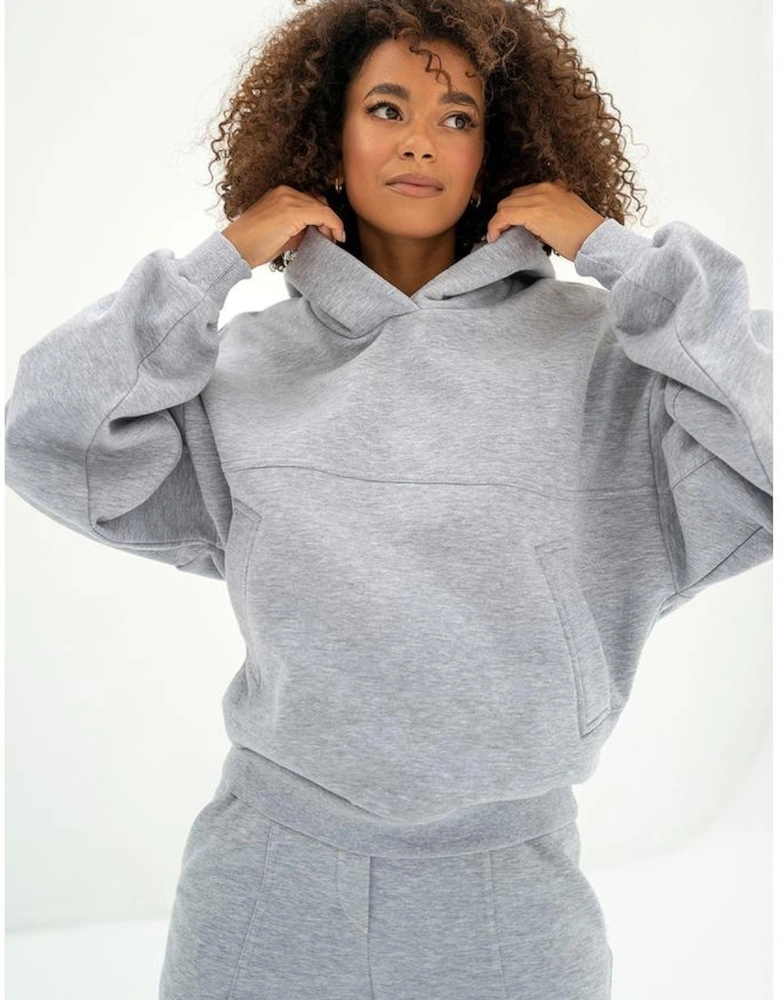 Gray Solid Exposed Seams Hoodie and Joggers Activewear Set