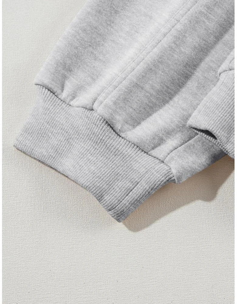 Gray Solid Exposed Seams Hoodie and Joggers Activewear Set