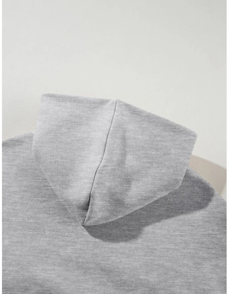 Gray Solid Exposed Seams Hoodie and Joggers Activewear Set