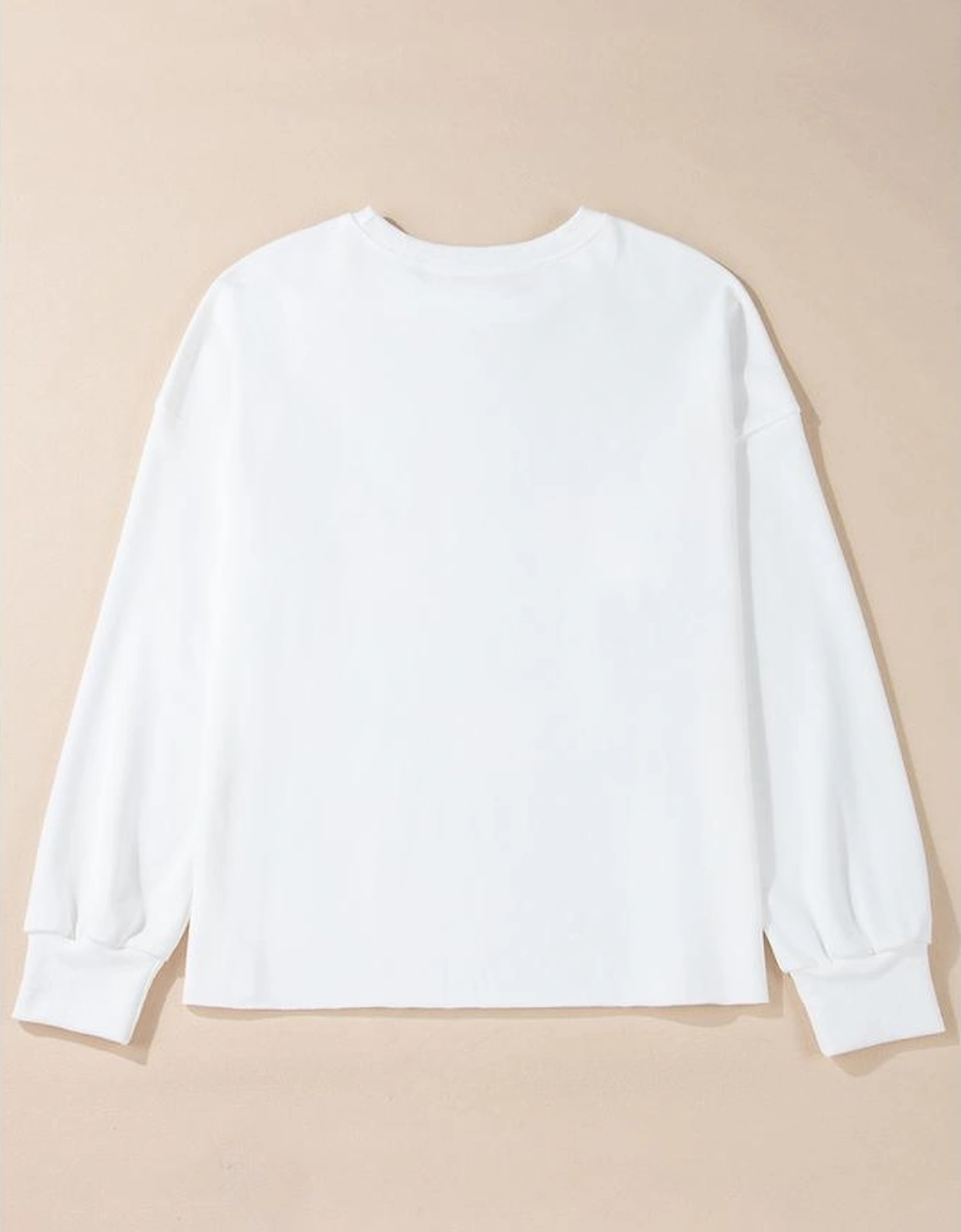 White Bowknot Pattern Drop Shoulder Loose Sweatshirt