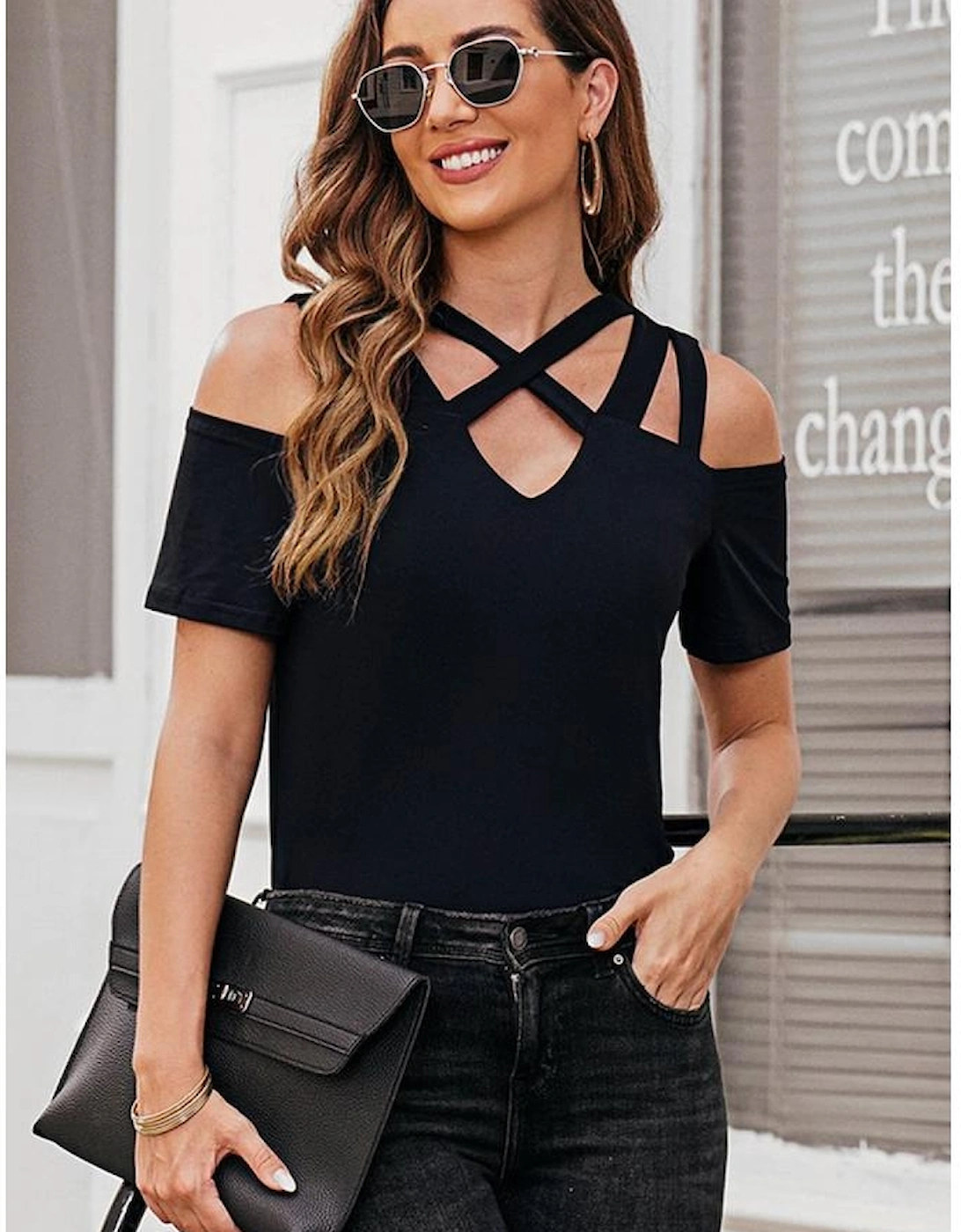 Azura Exchange Criss-Cross Cut Out Top