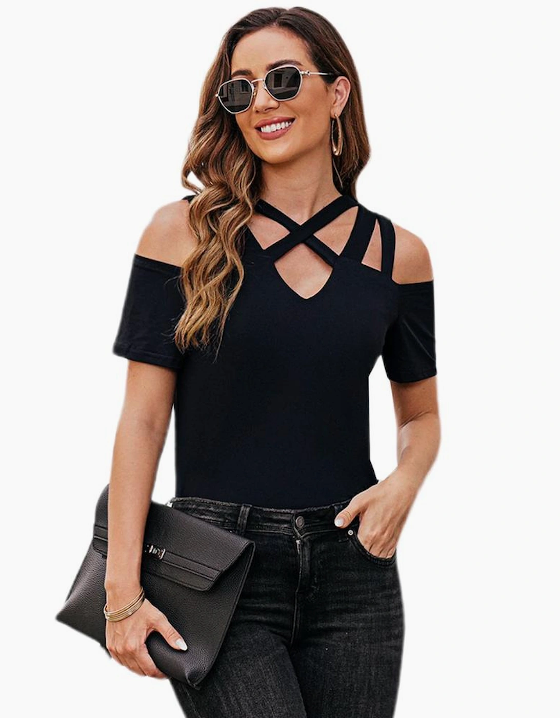 Azura Exchange Criss-Cross Cut Out Top
