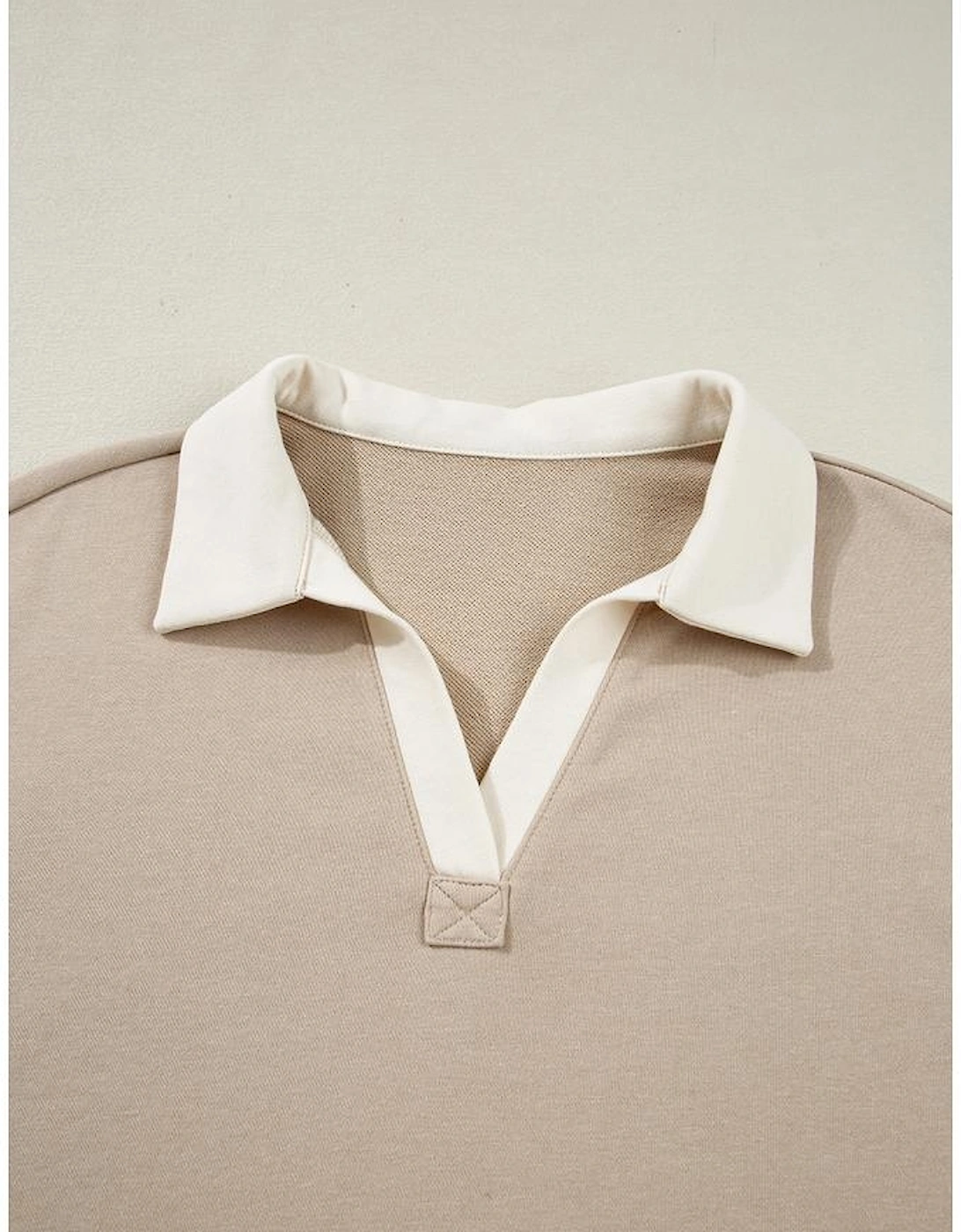 Parchment Raw Edge Detail Colorblock Patchwork Cropped Pullover Drawstring Skirt Set