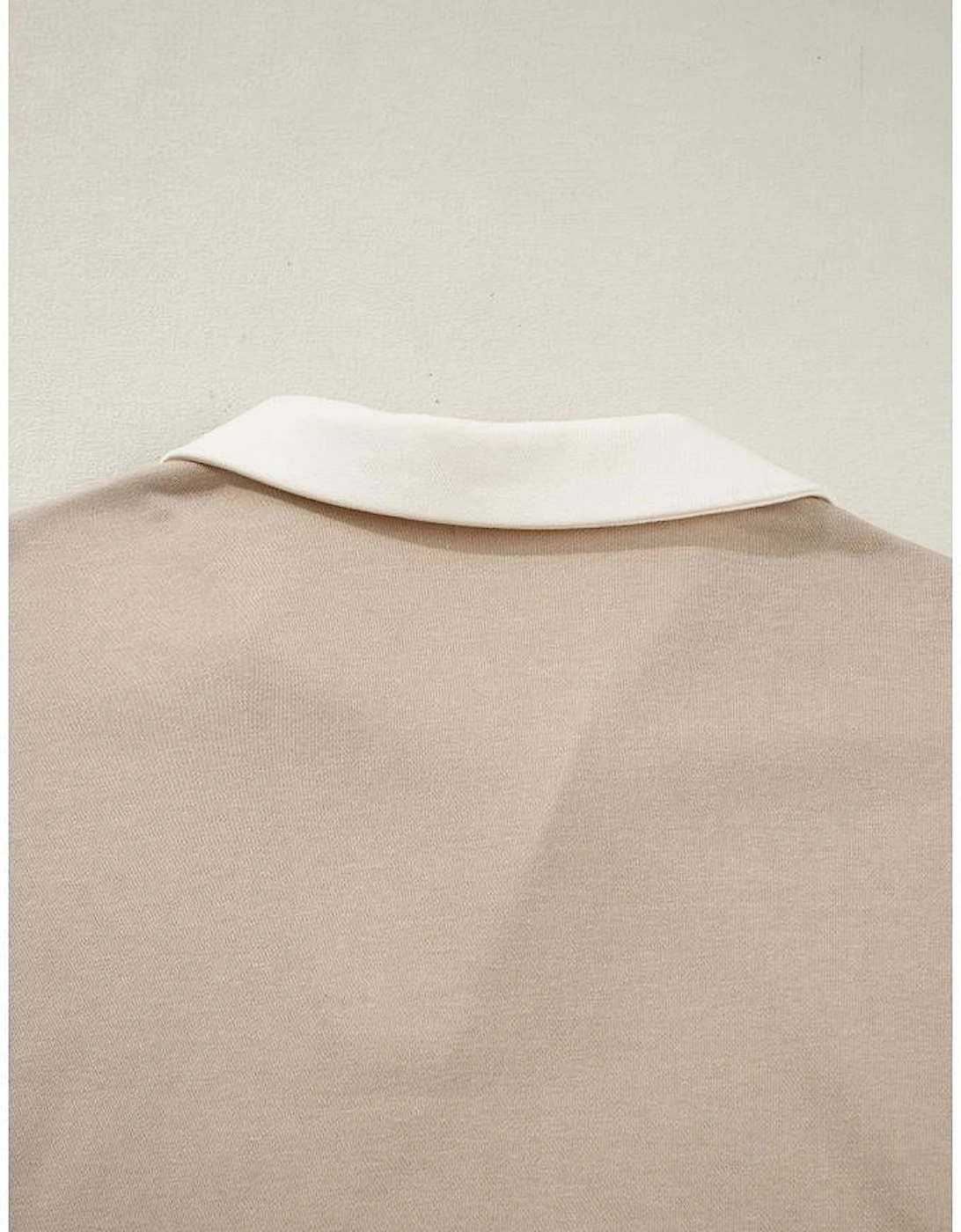 Parchment Raw Edge Detail Colorblock Patchwork Cropped Pullover Drawstring Skirt Set