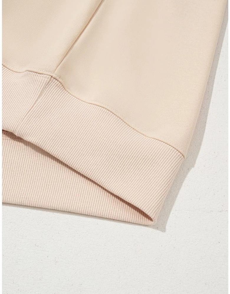 Apricot THANKS Chenille Embroidered Drop Shoulder Graphic Sweatshirt