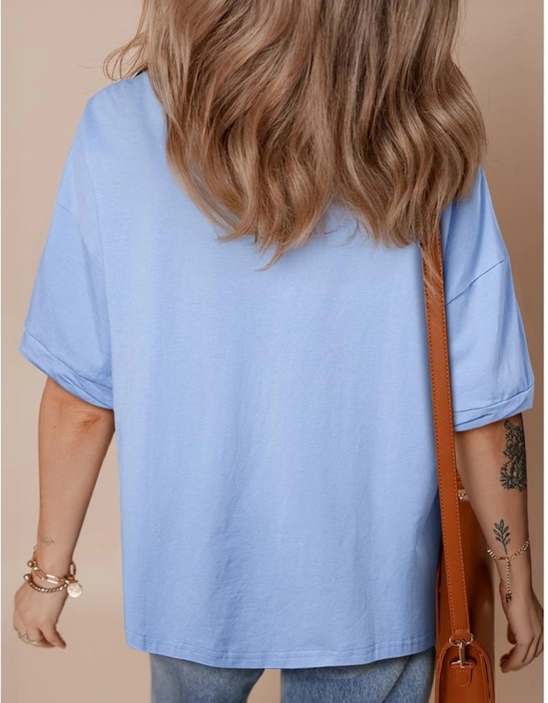 Myosotis July 4th Stars and Striped Bow Print Oversize Tee