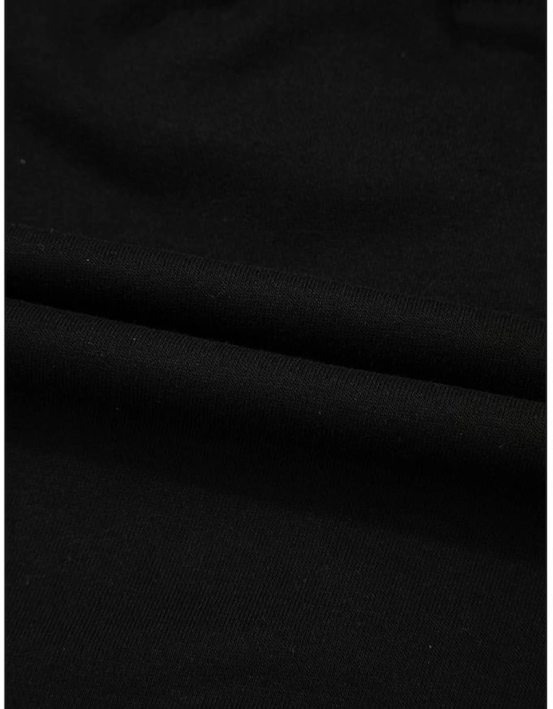 Black French Terry Drawstring Mini Skort with Pockets