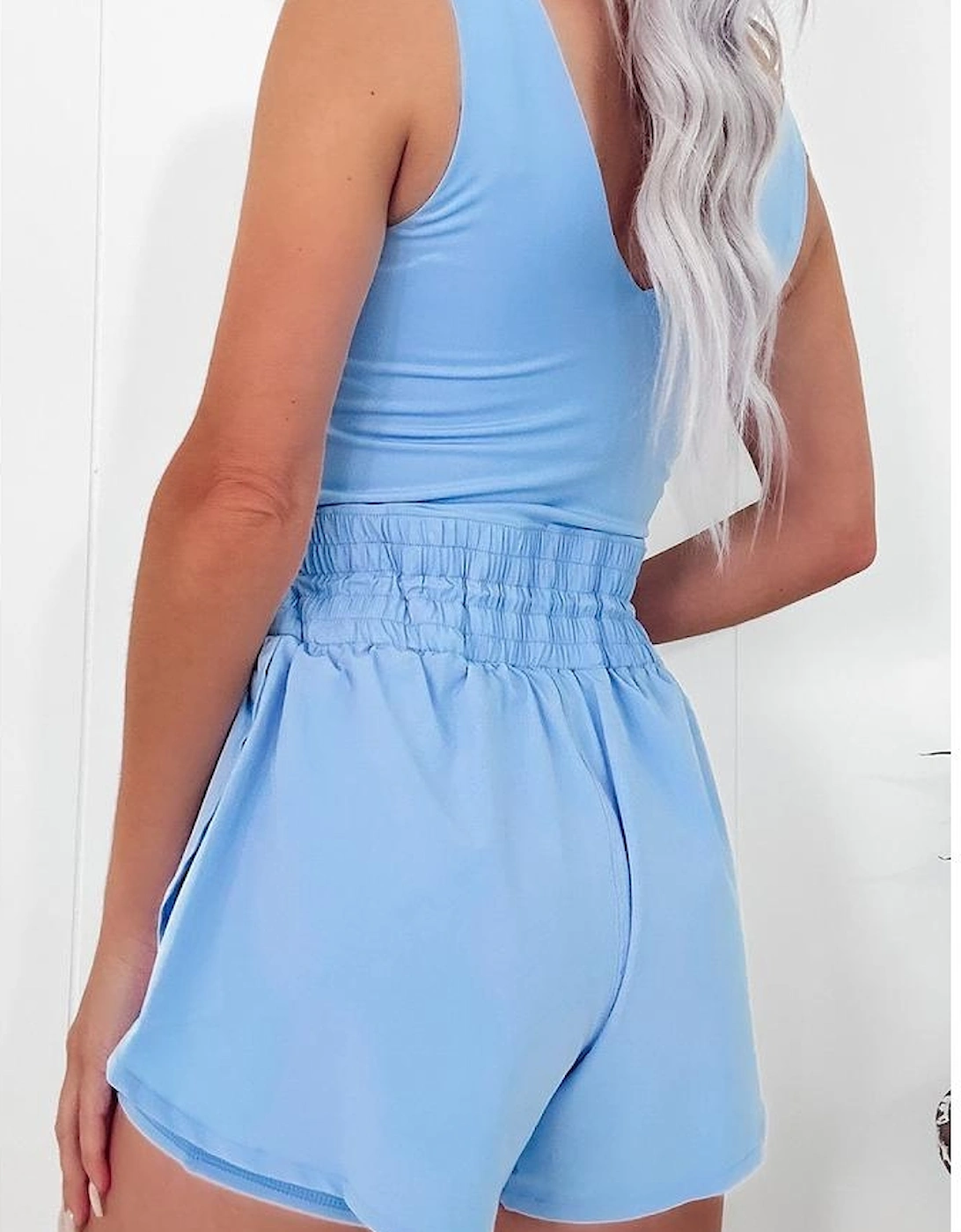 Myosotis Plain Sleeveless Loop Drawstring Cinched Waist Romper, 4 of 3