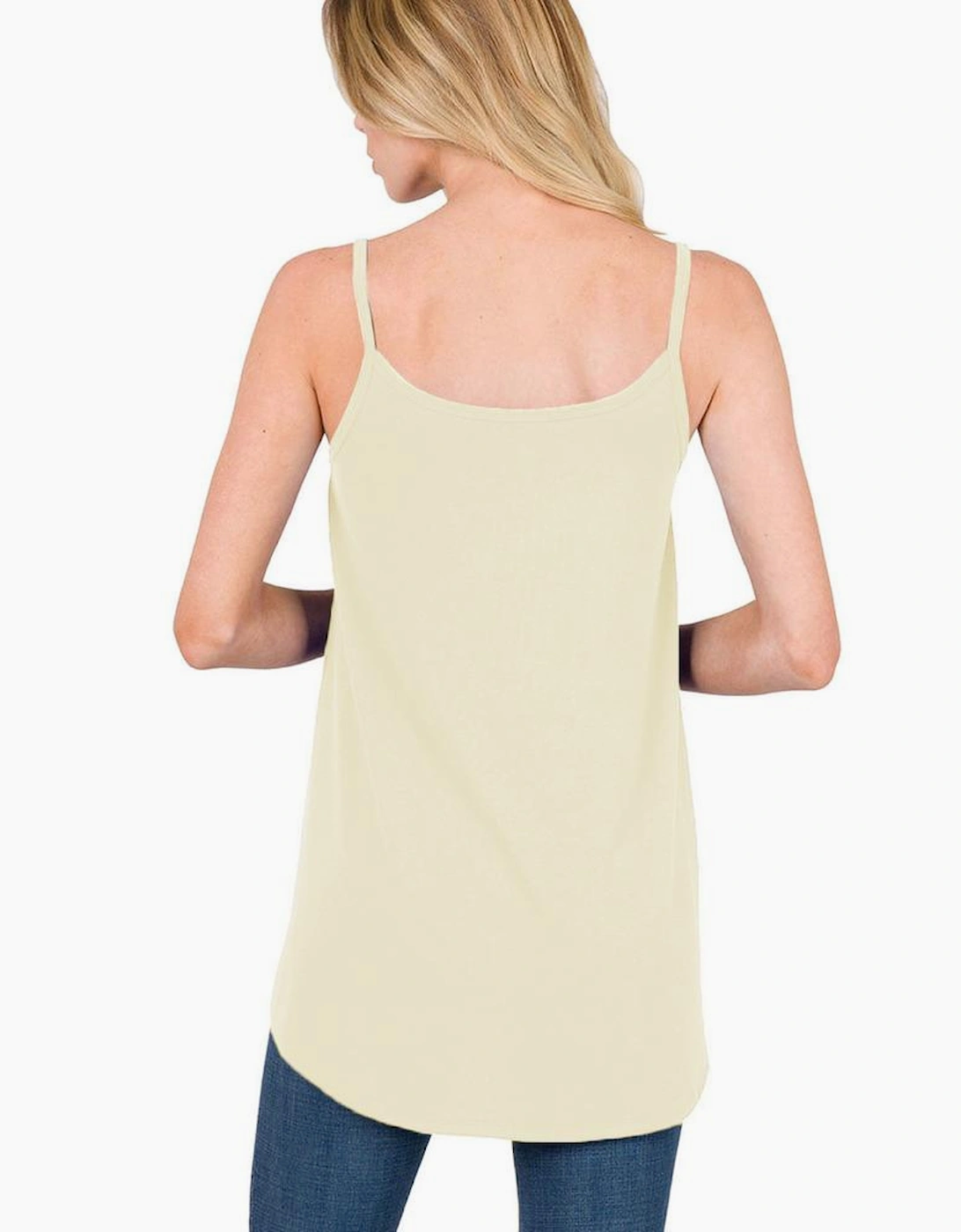 Apricot Spaghetti Strap V-Neck Flowy Tunic Tank Top