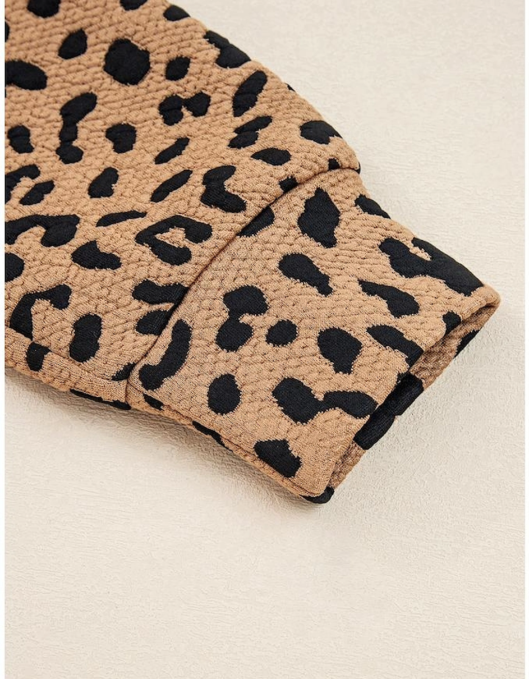 Brown Leopard Print Quarter Zip Sweatshirt