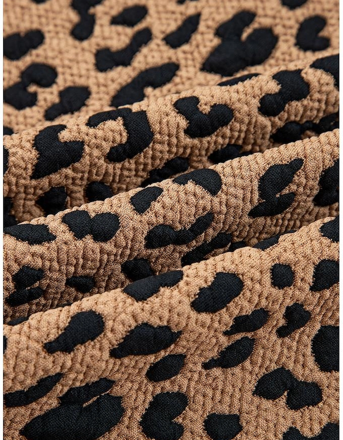 Brown Leopard Print Quarter Zip Sweatshirt