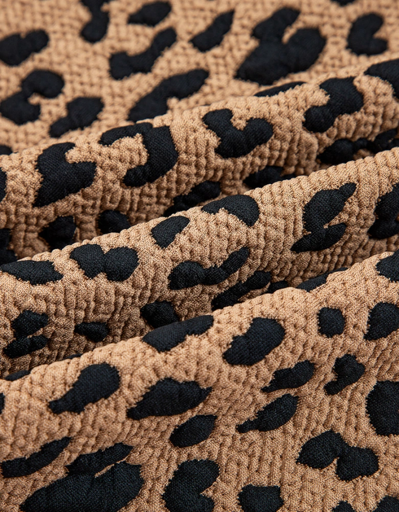 Brown Leopard Print Quarter Zip Sweatshirt