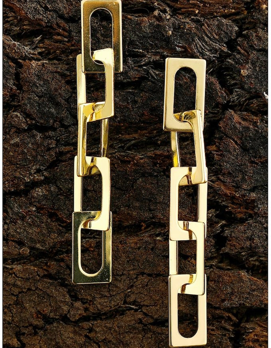 Gold Chain Connect Alloy Dangle Earrings