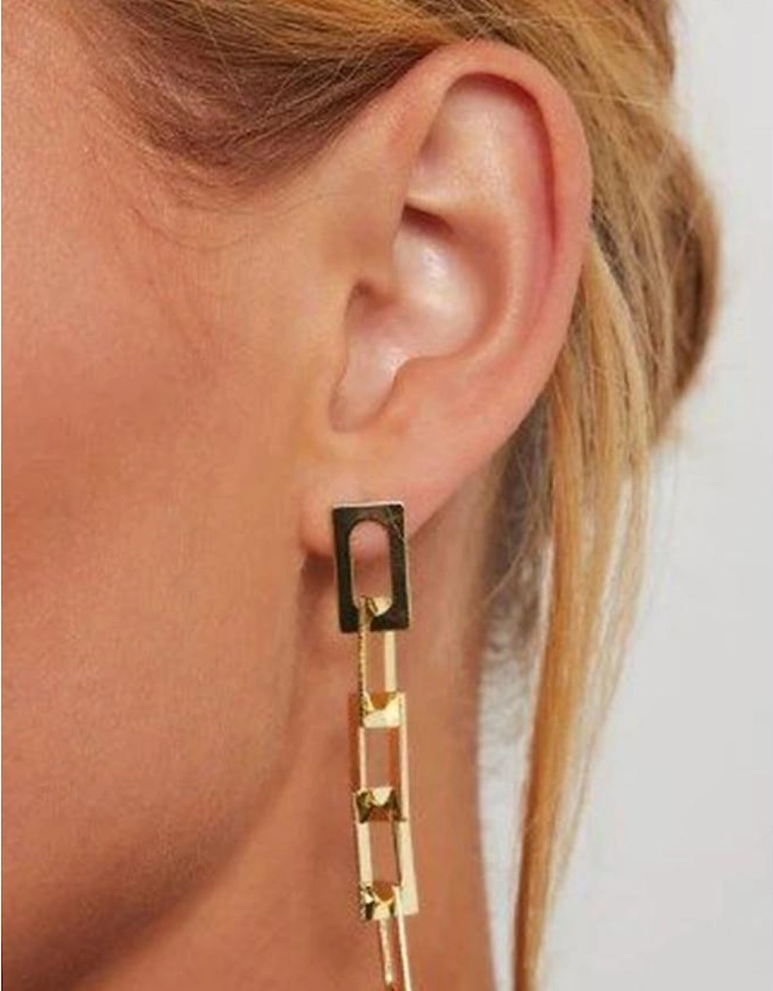 Gold Chain Connect Alloy Dangle Earrings