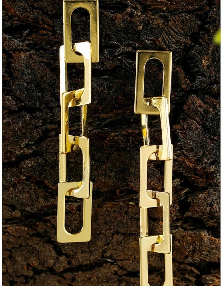 Gold Chain Connect Alloy Dangle Earrings