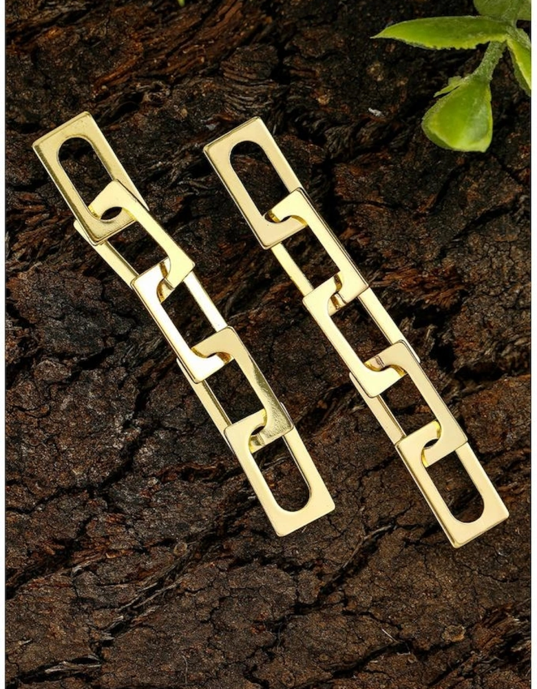 Gold Chain Connect Alloy Dangle Earrings