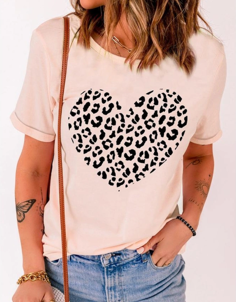 Azura Exchange Heart Shaped Print Crew Neck Graphic Tee