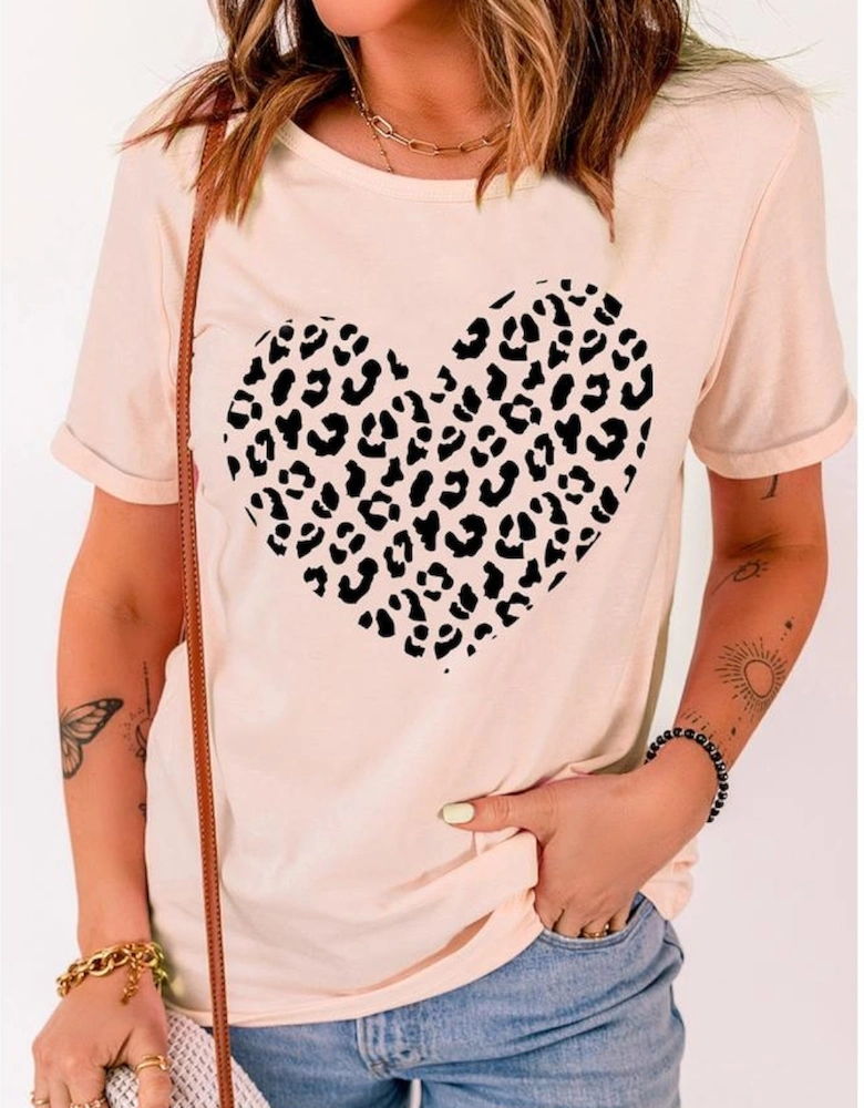 Azura Exchange Heart Shaped Print Crew Neck Graphic Tee