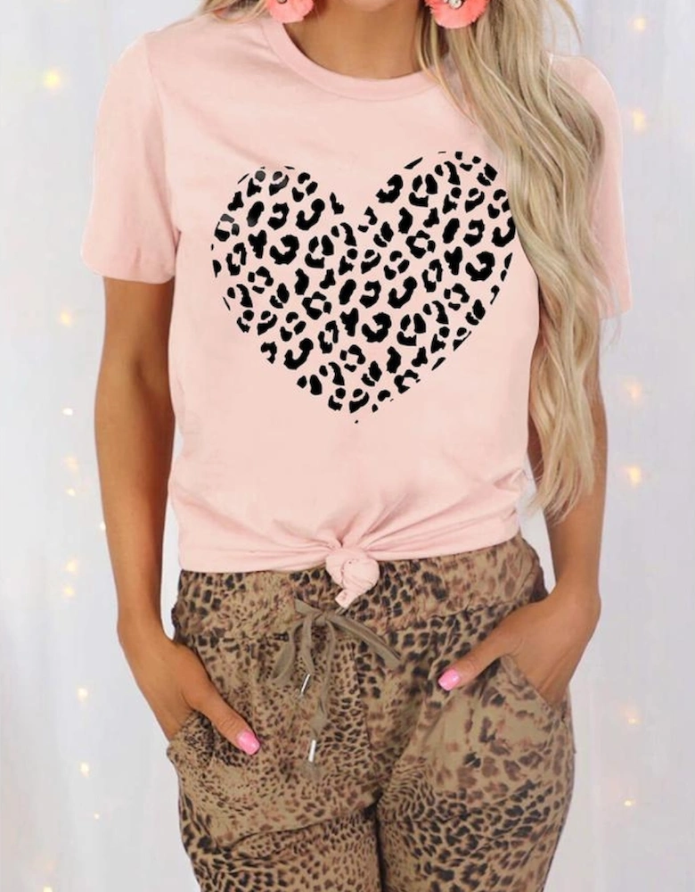 Azura Exchange Heart Shaped Print Crew Neck Graphic Tee