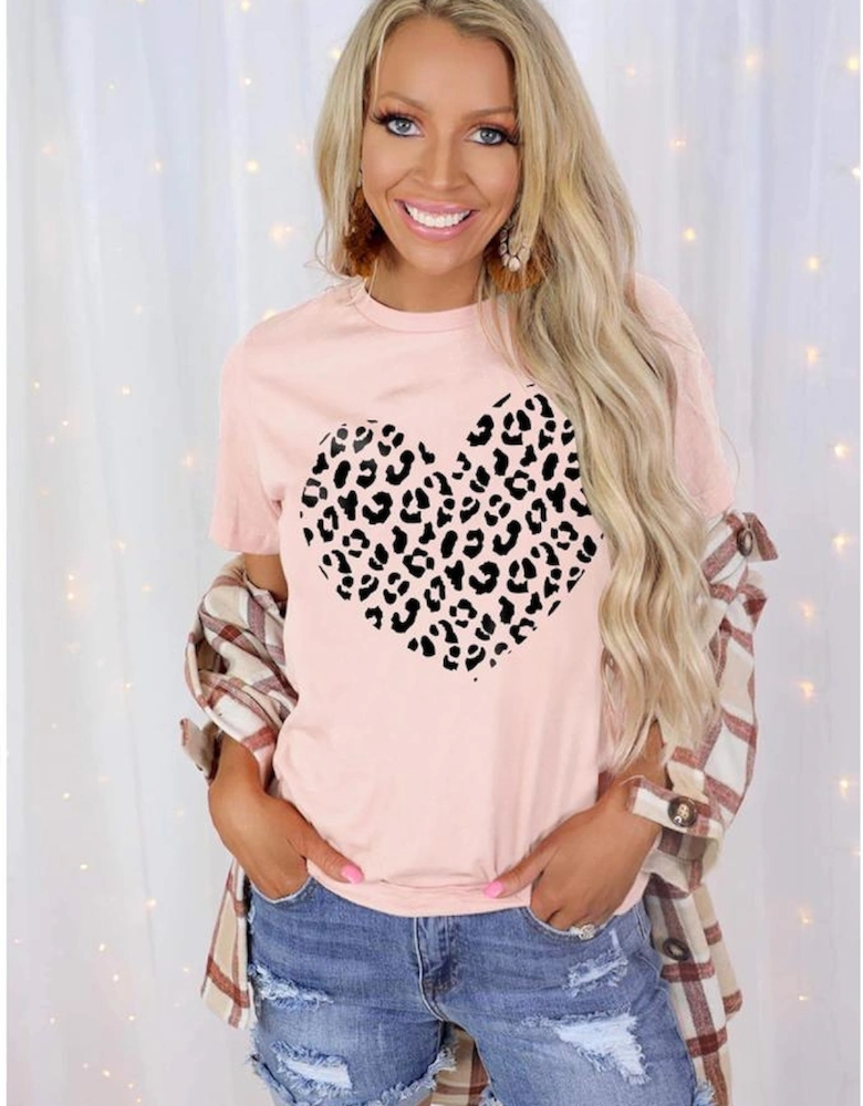 Azura Exchange Heart Shaped Print Crew Neck Graphic Tee