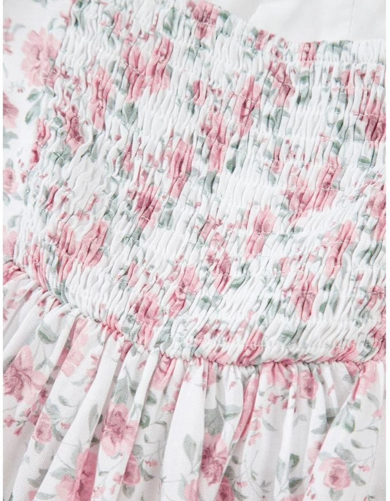 Pink Floral Flutter Peplum Tank Top