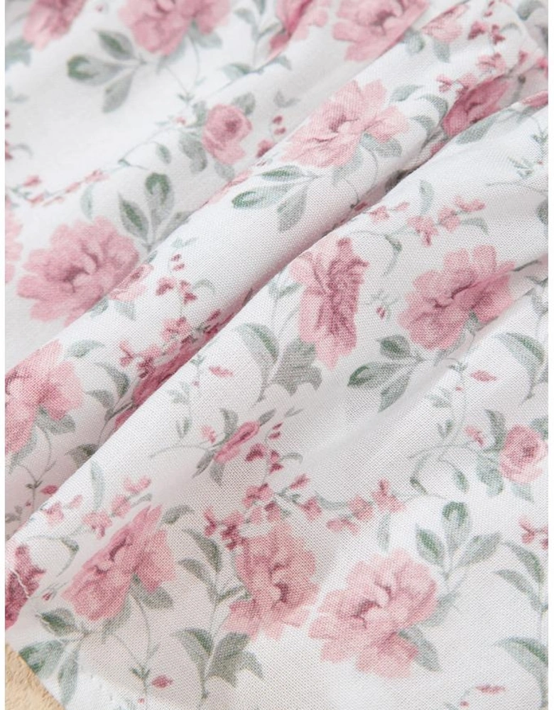 Pink Floral Flutter Peplum Tank Top