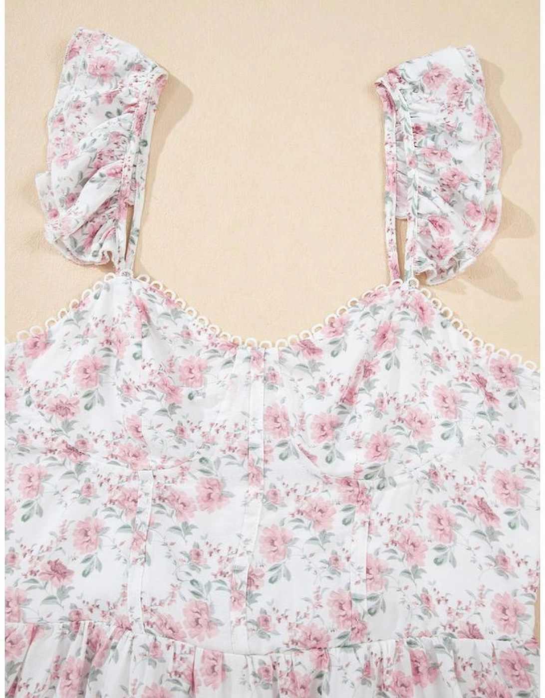 Pink Floral Flutter Peplum Tank Top