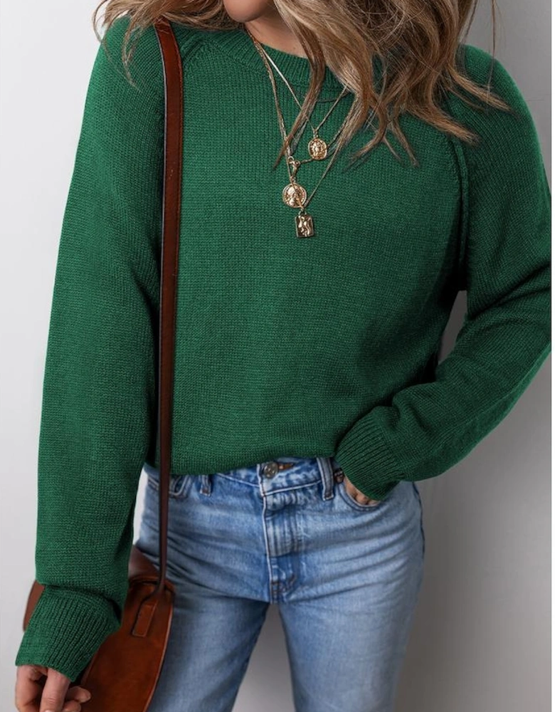 Evergreen Raglan Sleeve Crew Neck Sweater