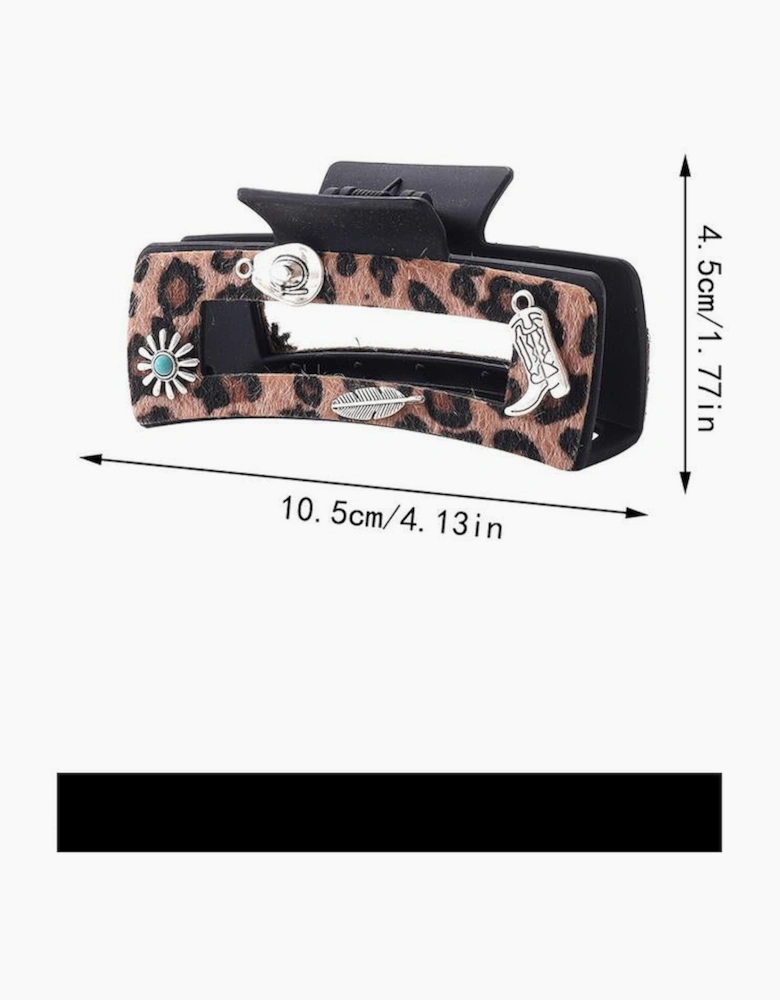 Chestnut Leopard Western Pattern Decor Square Hair Clip
