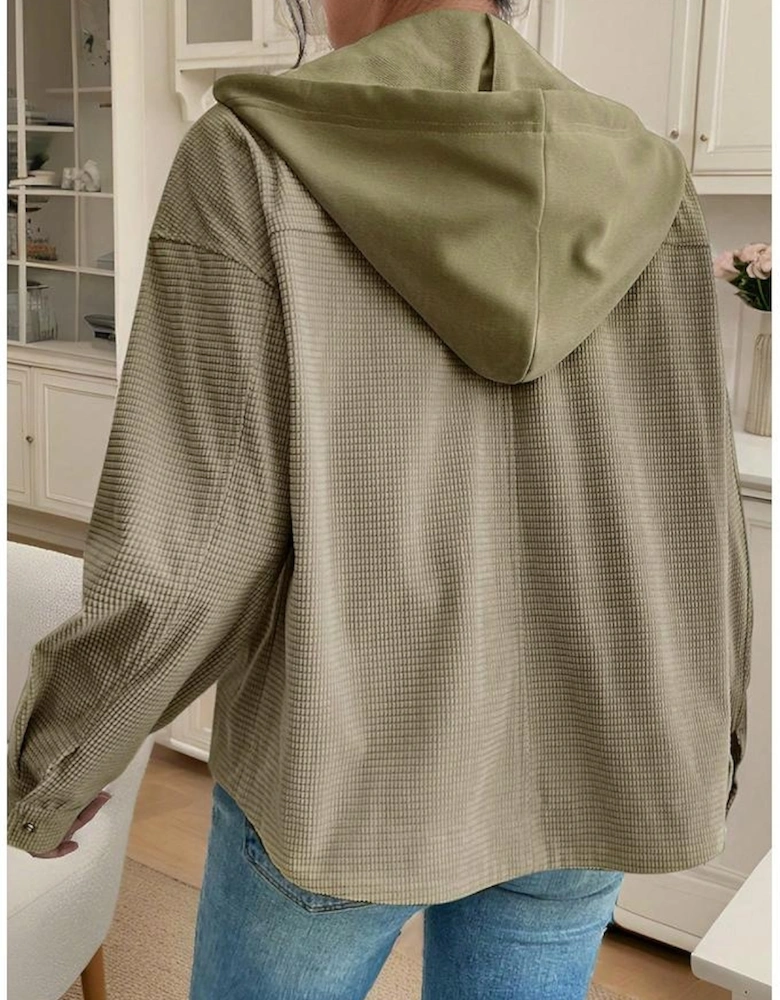 Laurel Green 2 in 1 Thermal Knit Textured Hooded Jacket