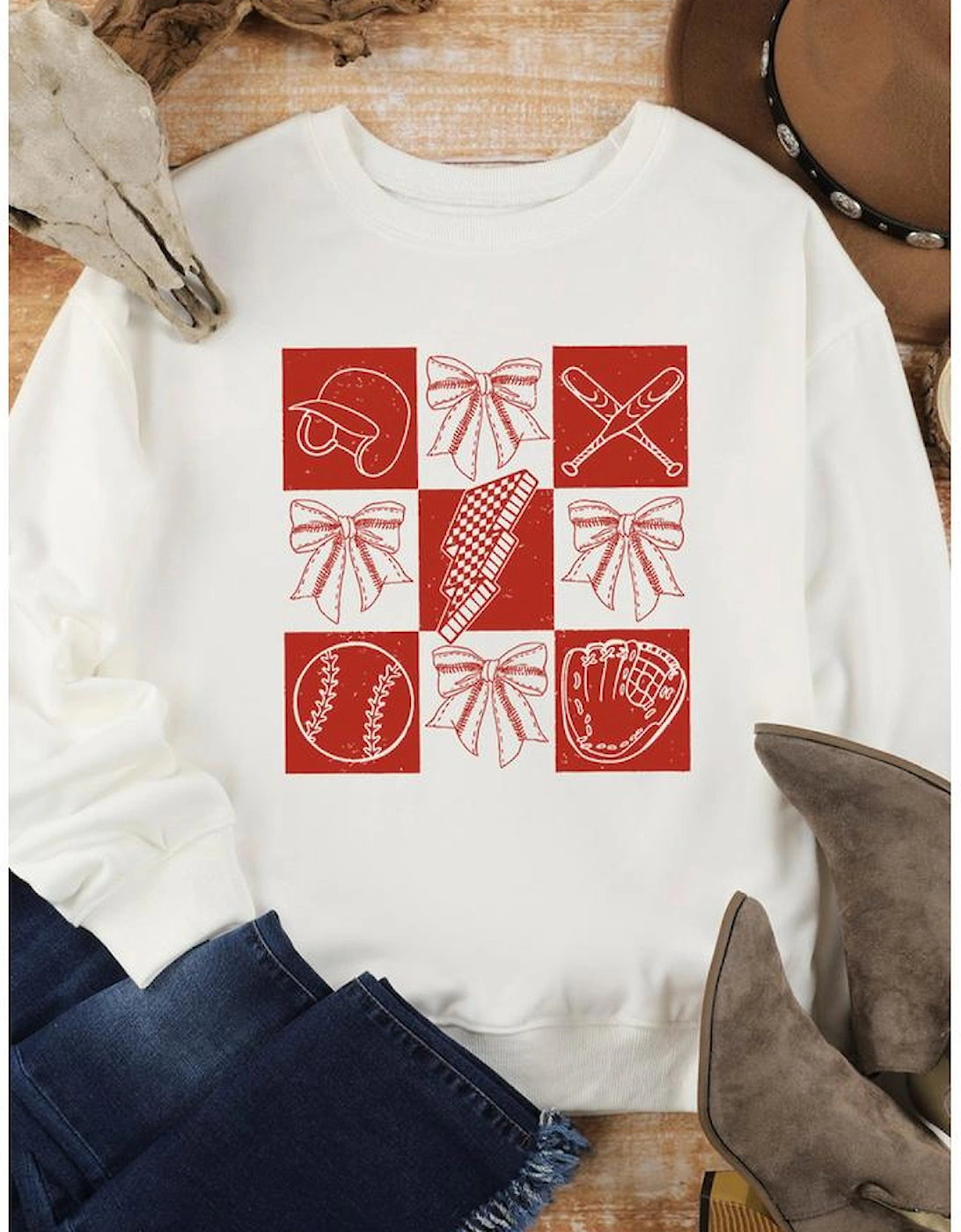 White Baseball Fashion Graphic Cotton Blend Casual Sweatshirt, 6 of 5