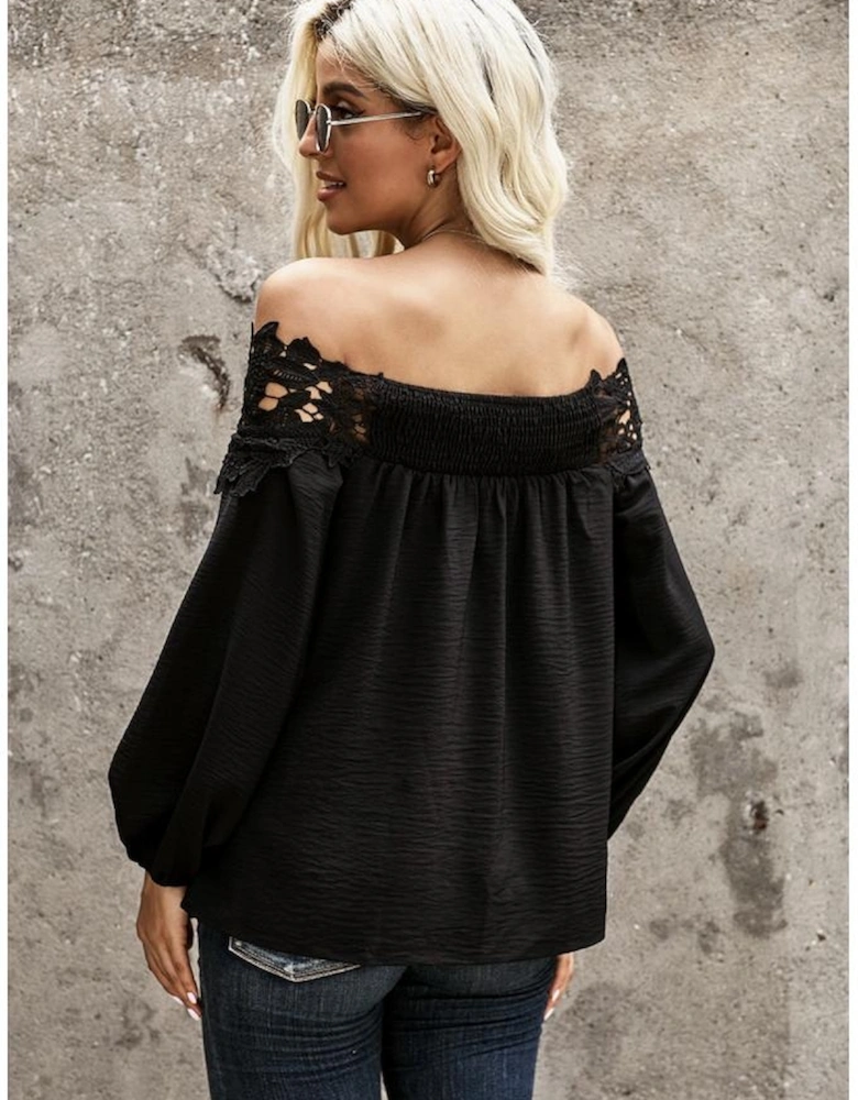 Black Blooming Lace Off The Shoulder Top