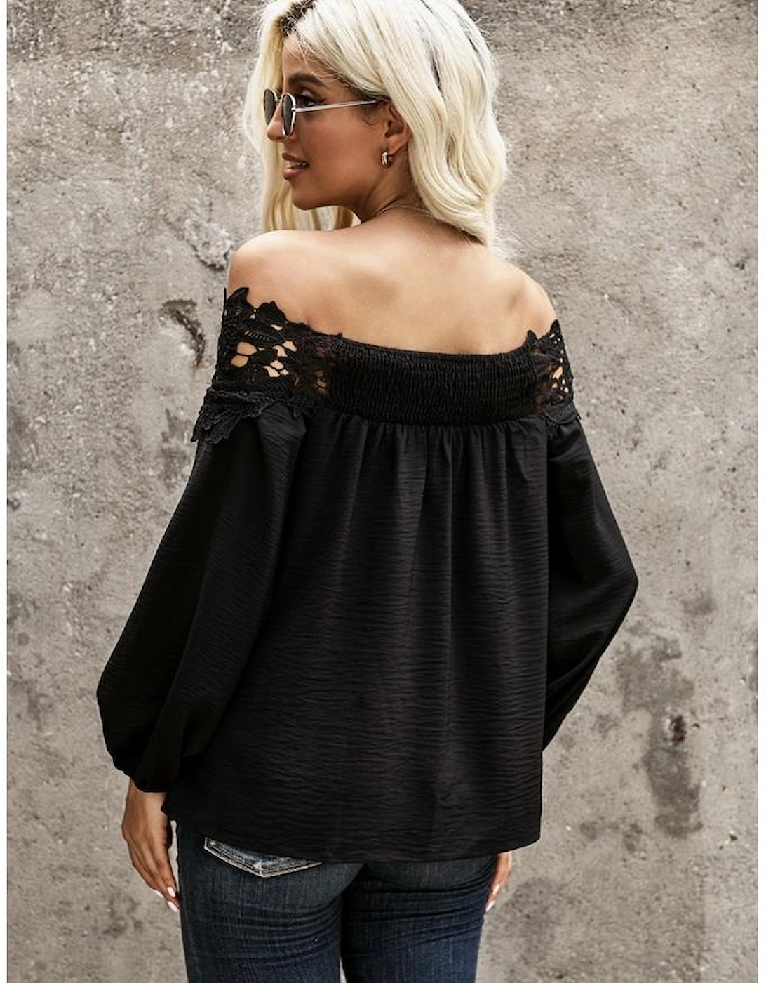 Black Blooming Lace Off The Shoulder Top