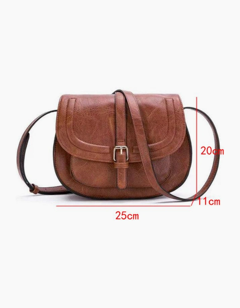 Chestnut Flapped Magnetic Buckle PU Leather Shoulder Bag