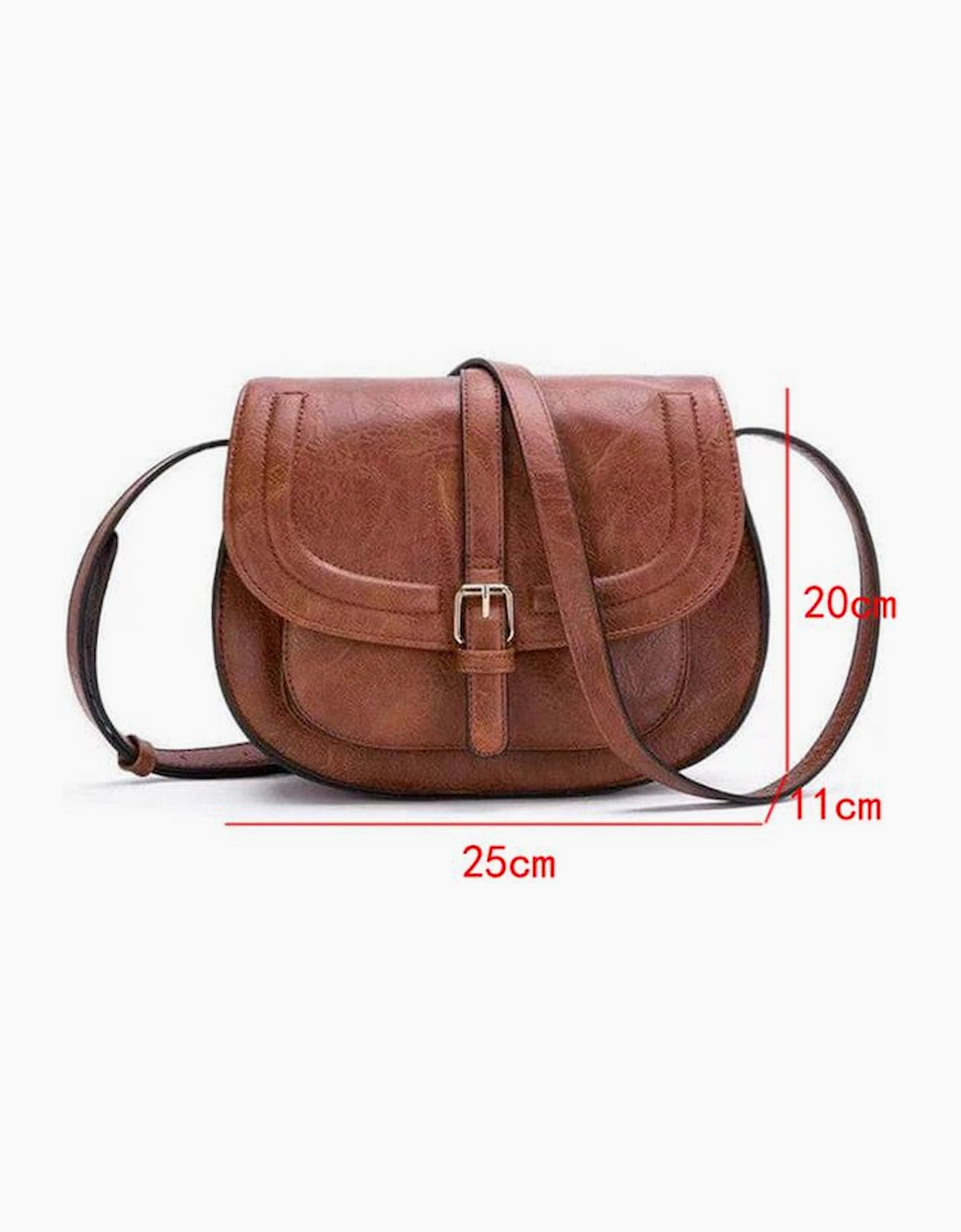 Chestnut Flapped Magnetic Buckle PU Leather Shoulder Bag