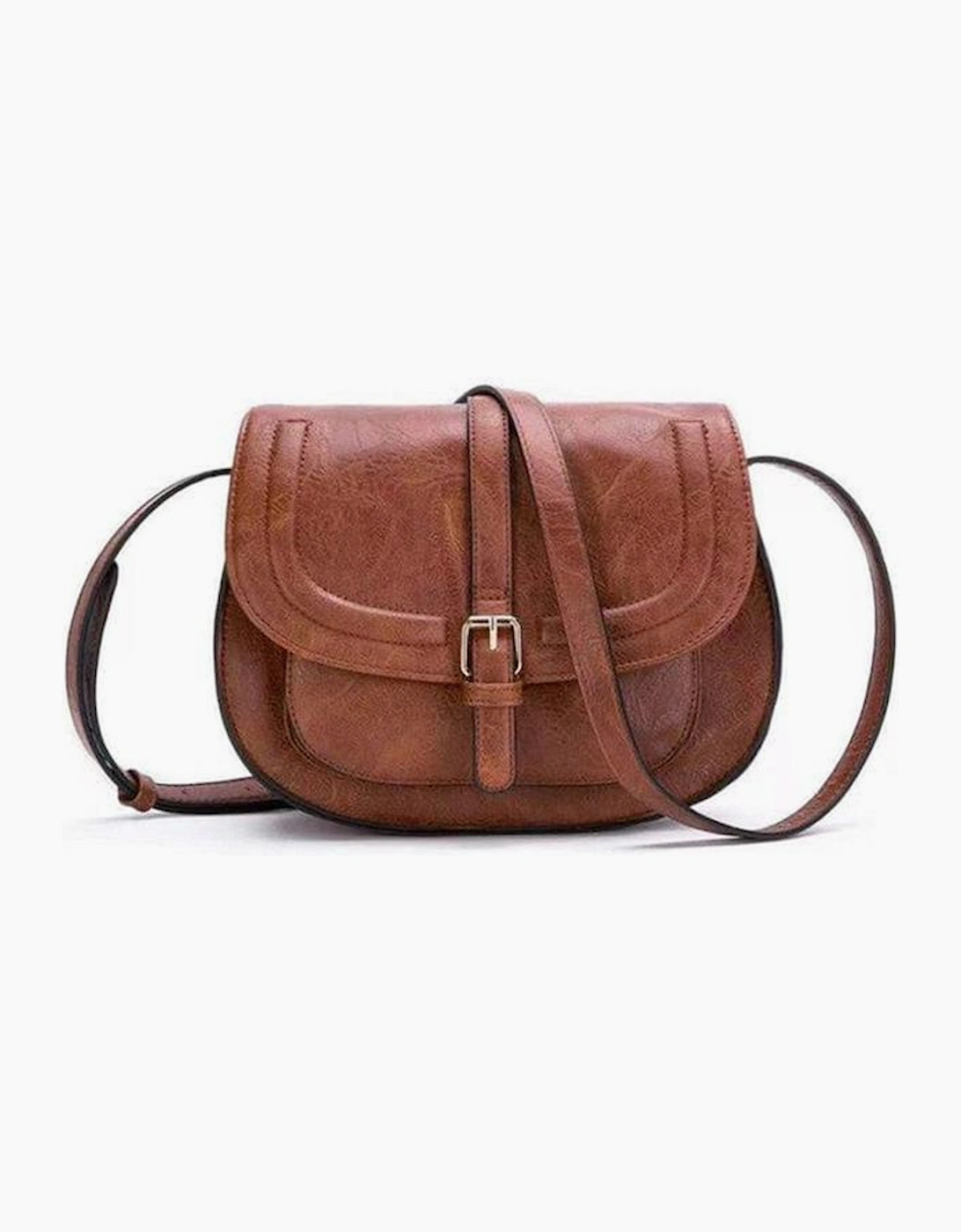 Chestnut Flapped Magnetic Buckle PU Leather Shoulder Bag