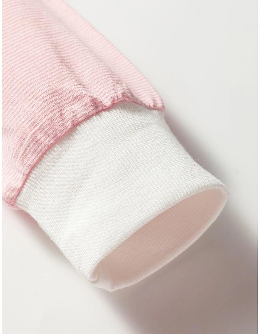 Pink Stripe Contrast Edge Patchwork Long Sleeve Top