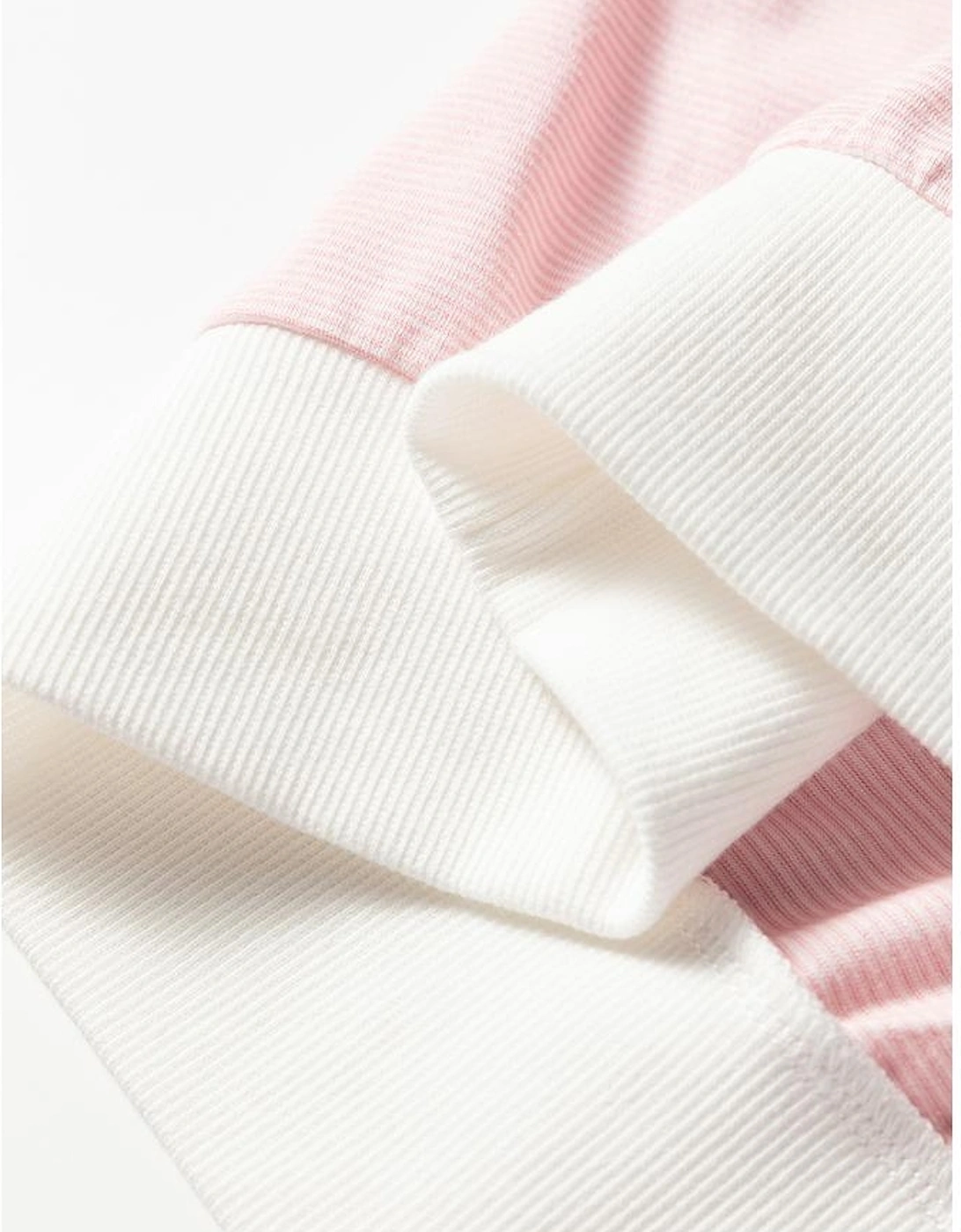 Pink Stripe Contrast Edge Patchwork Long Sleeve Top