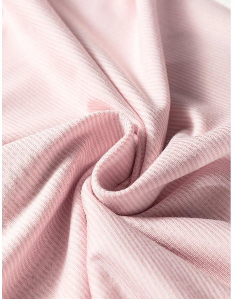 Pink Stripe Contrast Edge Patchwork Long Sleeve Top