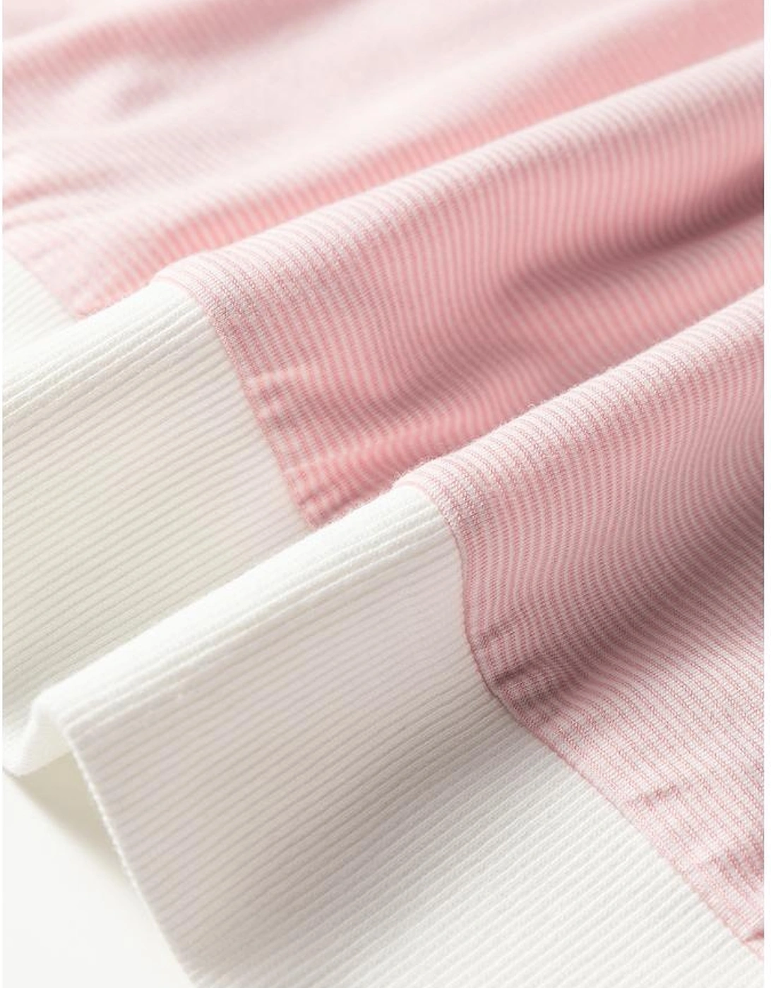 Pink Stripe Contrast Edge Patchwork Long Sleeve Top