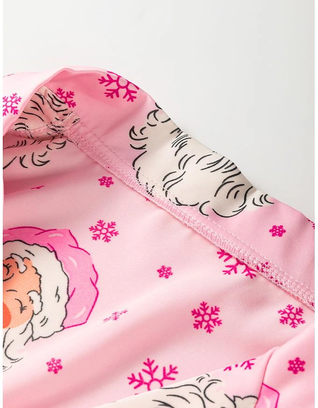 Pink Santa Claus Snowflake Long Sleeve Shirt Christmas Pajama Set