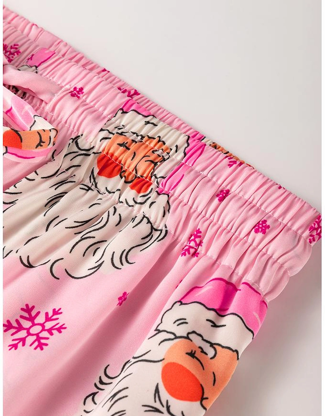 Pink Santa Claus Snowflake Long Sleeve Shirt Christmas Pajama Set