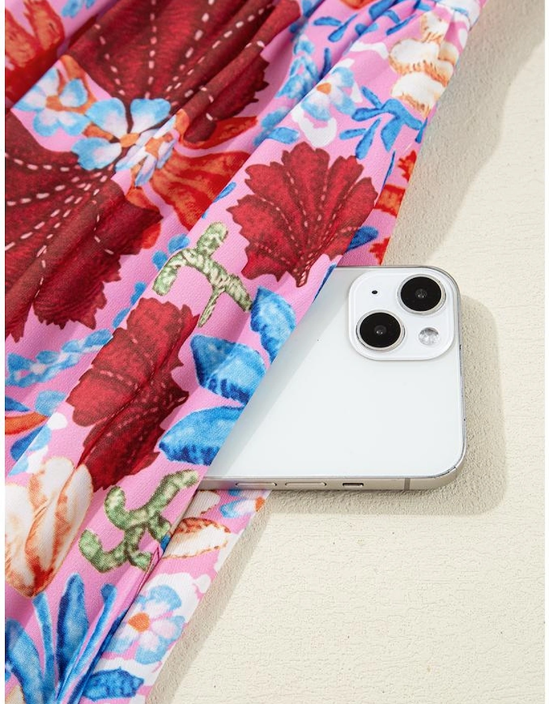 Rose Floral Tied Front High Waist Short Sleeve Loose Long Dress