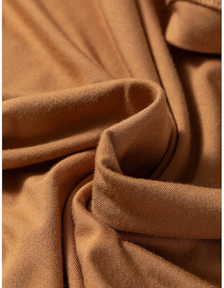 Chestnut Solid Color Long Sleeve Fitted Top