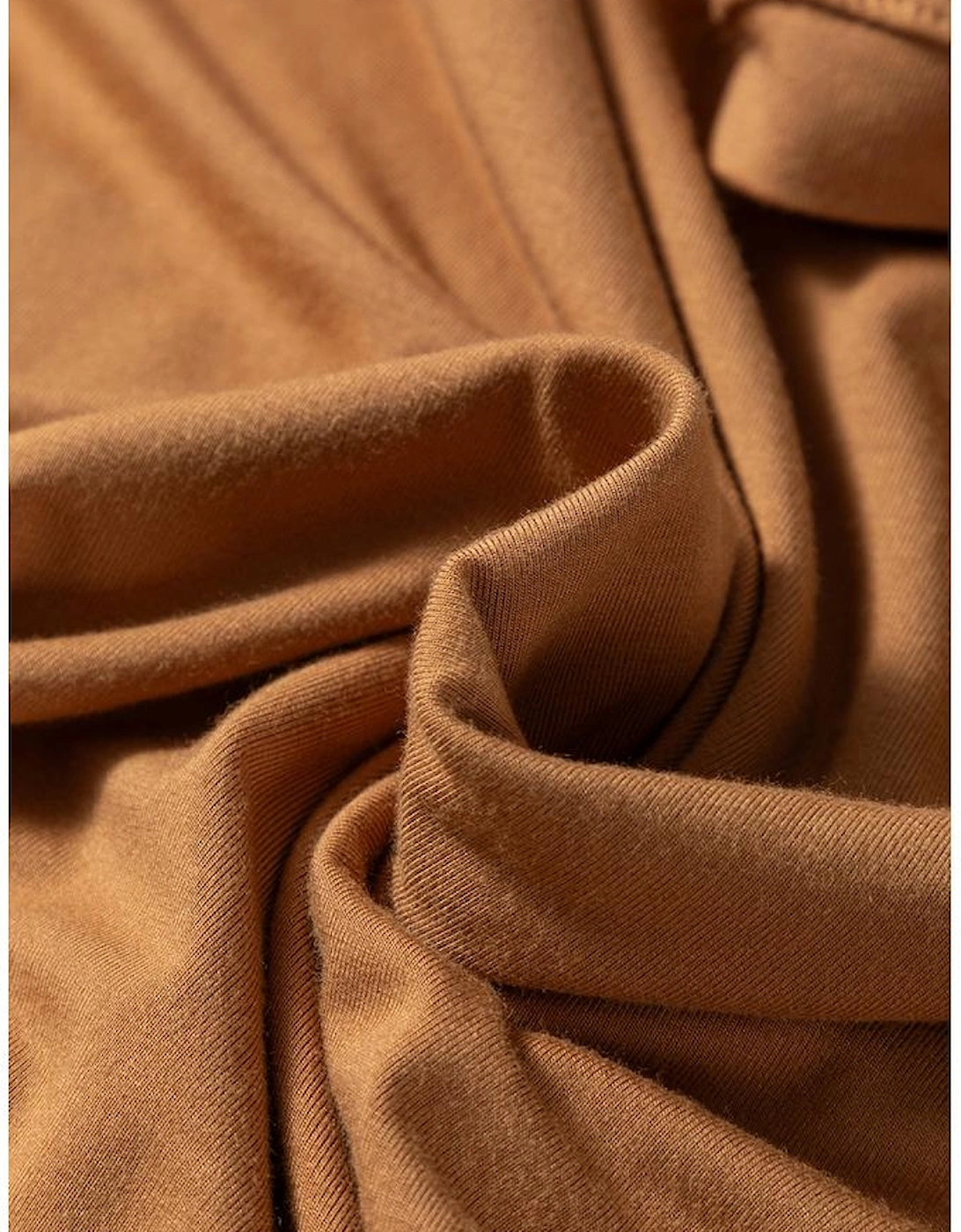 Chestnut Solid Color Long Sleeve Fitted Top