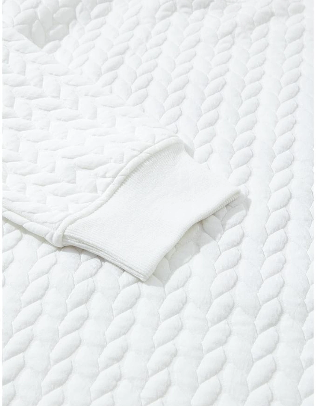 White LOVE Chenille Embroidered Cable Knit Pullover Sweatshirt