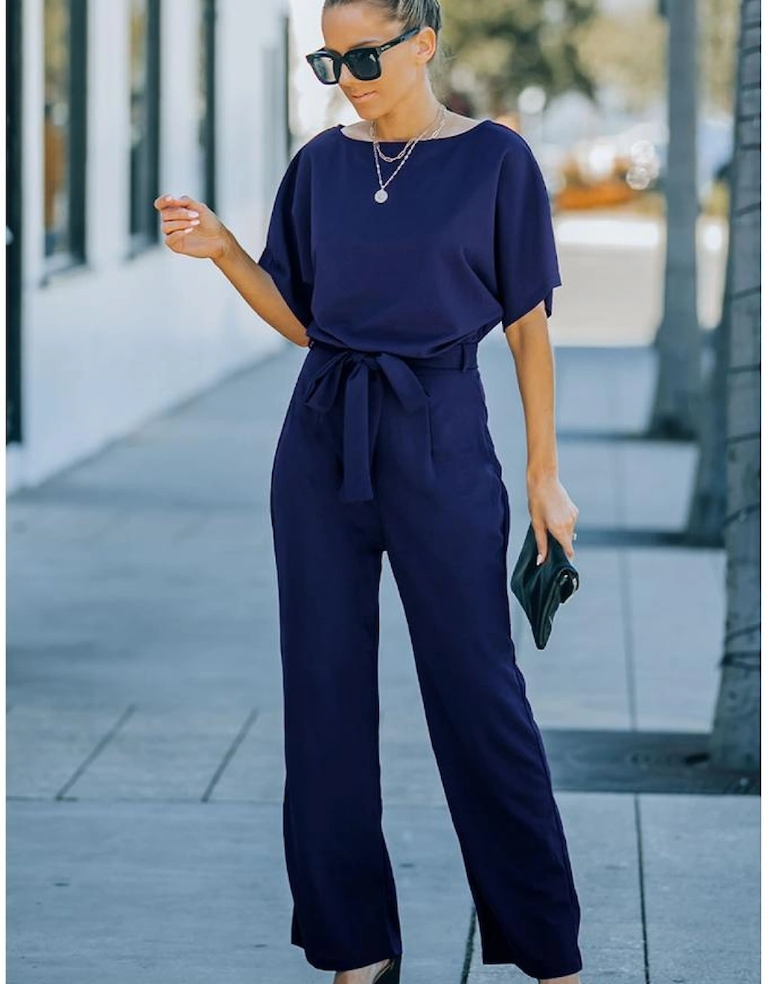 Azura Exchange Wide Leg Jumpsuit with Belt